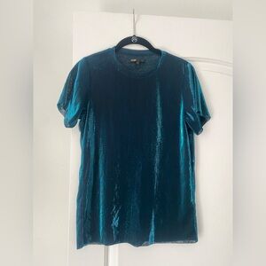 Maje Teal Sheer Short Sleeve Tee